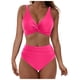 thumbnail image 2 of Traje de baño de bikini liso sin mangas para mujer, traje de baño push-up acolchado, conjuntos de blusa de traje de baño de poliéster para mujer, 2 of 6