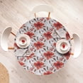 thumbnail image 4 of Ambesonne Floral Fitted Round Tablecloth, Vintage Garden Vibes Flower, 56"- 60" Diameter, Pale Sepia Salmon and White, 4 of 5