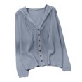 thumbnail image 2 of ZZwxWA Womens Lightweight Hooded Cardigan Button Down Long Sleeve Soft Knit Sweater Jacket, 2 of 5