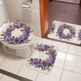 thumbnail image 5 of Purple Flower Bathroom Rugs Set Spring Wreath Non Slip Absorbent Soft Bath Mats 3 Piece Set with Bathroom Rug, U-Shaped Floor Mat, Toilet Seat Cover Large Size, 5 of 9