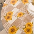 thumbnail image 3 of Round Vinyl Fitted Tablecloth with Flannel Backing Elastic Table Cloth Waterproof Oil-Proof Plastic Cover- Fits Tables up to 40" - 44" Diameter, 3 of 4