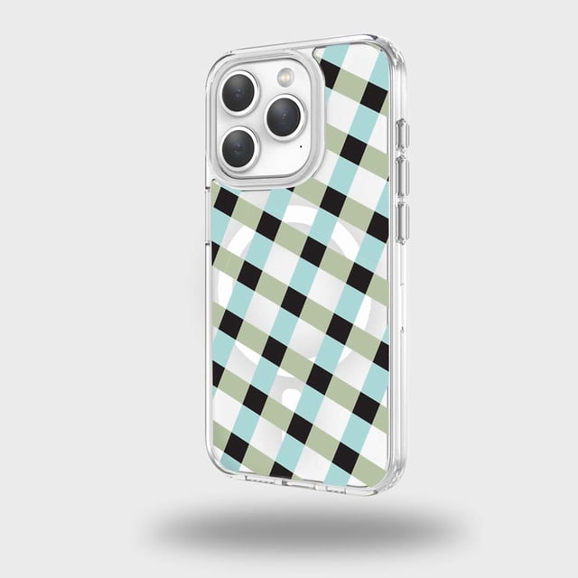 Caseco iPhone 15 Pro Max Clear Case - Dark Lattice Design