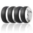 thumbnail image 1 of Juego de anillos de cúpula de dos capas de silicona para bodas - Negro-Mármol de ROQ para hombre - Anillo de 4 x 11 mm, 1 of 1