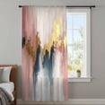 thumbnail image 4 of Modern Pink Gold Sheer Curtains 96 Inches Long, Abstract Gradient Brush Strokes Artwork Light Filering Curtains, Privacy Drapes Simi Floor to Veiling Curtain for Living Room Bedroom Window Treatment, 4 of 9