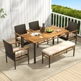 thumbnail image 6 of Costway 63” Outdoor Dining Table with Acacia Wood Slatted Tabletop, 1.97” Umbrella Hole, 6 of 10