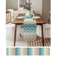 thumbnail image 3 of ERUNPONLY Teal Brown Ombre Table Runner - 72 Inch Long Modern Gradient White Geometric Cotton and Linen Blended Dress Scarves Farmhouse Table Runner for Kitchen Dining, Coffee Table, 16" x 72", 3 of 8