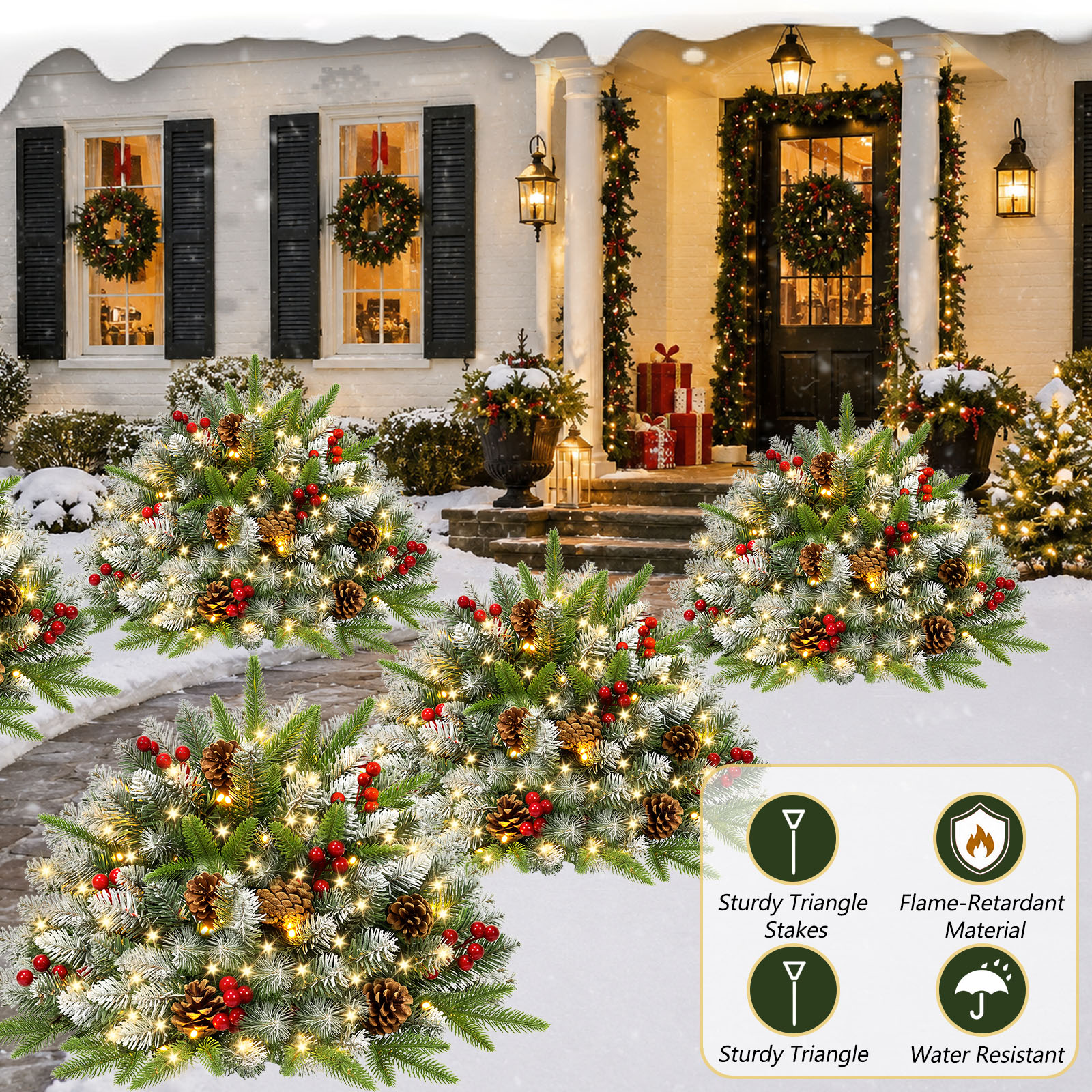Yexmas 24-Inch Pre-Lit Small Christmas Trees, Set of 2 photo 8