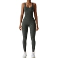 thumbnail image 1 of HGZEWX Mono atlético de entrenamiento acanalado para mujer, mono de yoga con sensación desnuda, chándal sin mangas de una pieza, mono tipo catsuit, 1 of 4