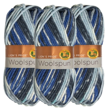 100 Soft Wool - Lion Brand (3 Pack) Woolspun Acrylic & Wool Soft Yarn for Knitting Crocheting Bulky #5