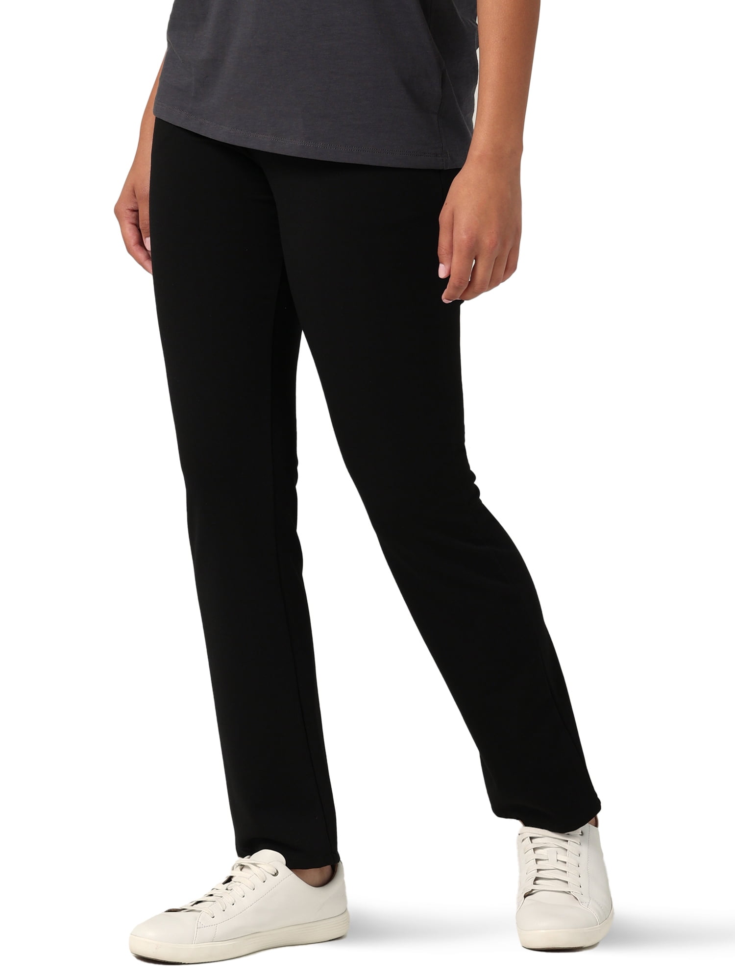 Black/Grey Plaid, 22M Visiter la boutique LeeWomen's Soft Comfort Waist Knit Midrise Straight Leg Pant 