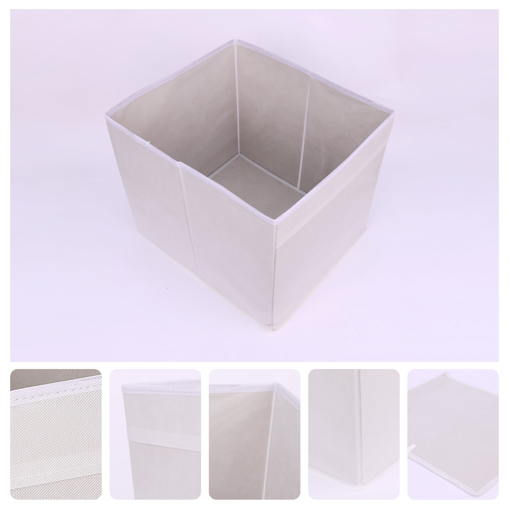 Unique Bargains Fabric Storage Cube Storage Bin Storage Basket White 15*13*13in