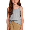 thumbnail image 2 of Gaexia Girls Summer Casual Lightweight Sleeveless Tank Top With Striped Design For Cool Playful Style (Black,5-6 Years), 2 of 7