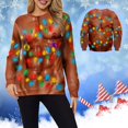 thumbnail image 2 of Women 3D Print Christmas Crewneck Sweatshirt with Novelty Santa and Cat Design Holiday Party Pullover Top, 2 of 6