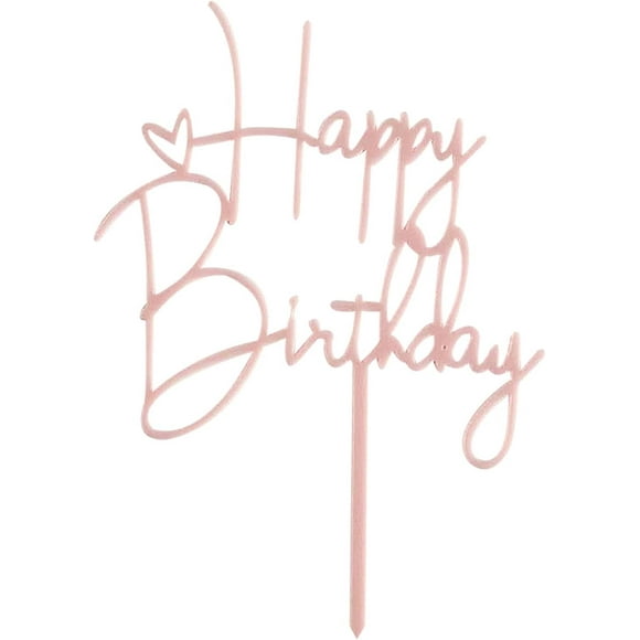 Happy Birthday Cake Topper Cake Decorated Black Cake Birthday Supplies (Pink 1)