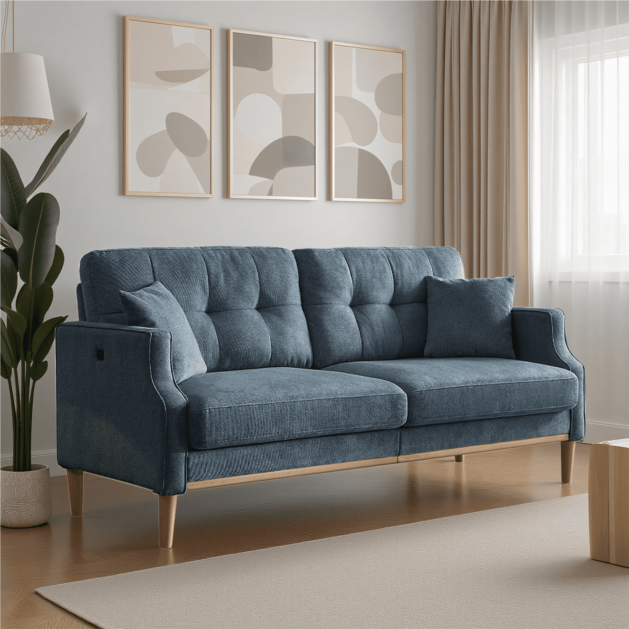 MAYEERTY Living Space sofa 3 seater With Waterproof Fabric , USB Charge port