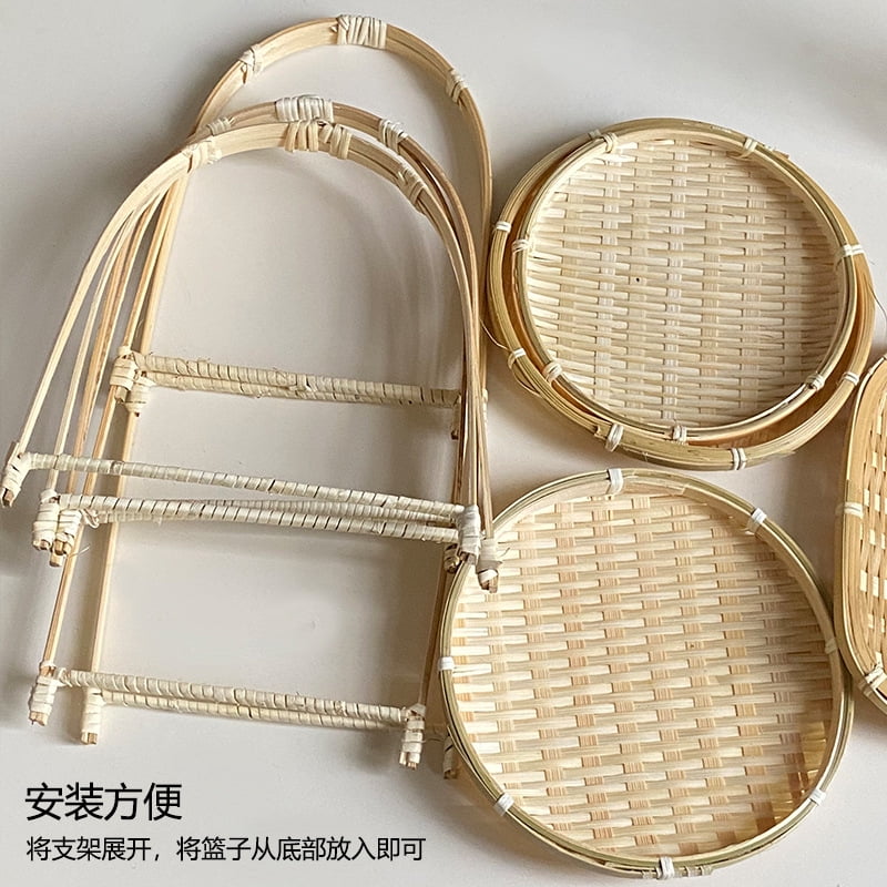 Handcrafted Bamboo Basket - Round & Square Food Storage for Tea Snacks, Fruit, Cake, Dried Fruit, Snacks, Pastries Multi-Layer Bamboo Storage Basket - Bamboo Products