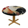 thumbnail image 3 of ONETECH  Vintage Round Table Cloth Rooster Tablecloth Elastic Edge Fitted French Country Chicken Table Cover Up to Diameter, 3 of 7