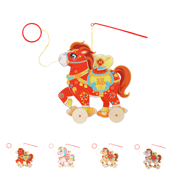 2026 New Year Horse DIY Lantern Kit, Cartoon Chinese Paper Lanterns, Handheld Lantern Craft as Spring Festival Gifts & Hanging Home Decorations A