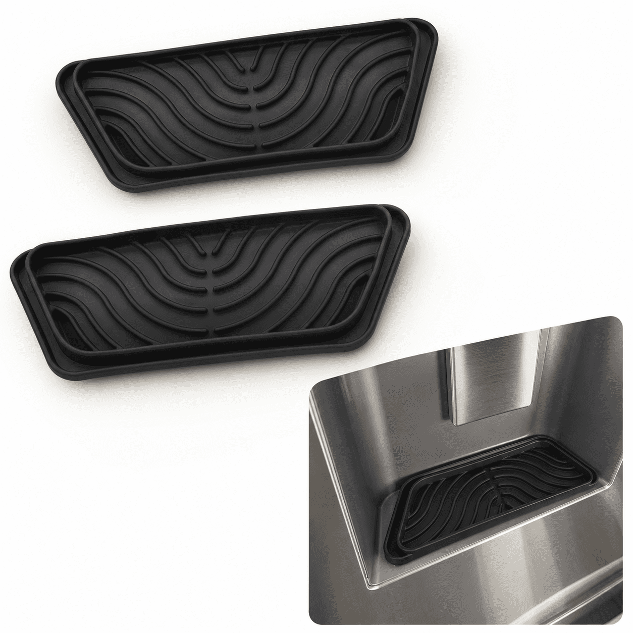 2-SIZE Cuttable Silicone Refrigerator Drip Tray 2 Pack, Compatible with Whirlpool and GE, Replaces ZH-401