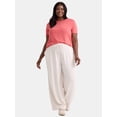 thumbnail image 3 of Time and Tru Women's and Women's Plus Wide Leg Linen Blend Pants, 29" Inseam, Sizes XS-4X, 3 of 5