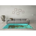 thumbnail image 3 of Ahgly Company Indoor Square Oriental Turquoise Blue Industrial Area Rugs, 7' Square, 3 of 4
