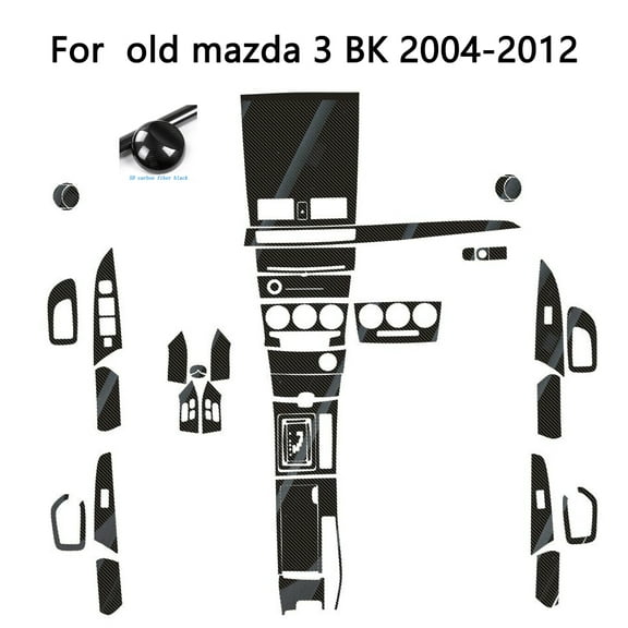 Carbon Fiber For Old Mazda 3 2004-2008 Car Film Interior Sticker Center Console Gear Dashboard Air Door Handle Lift Panel