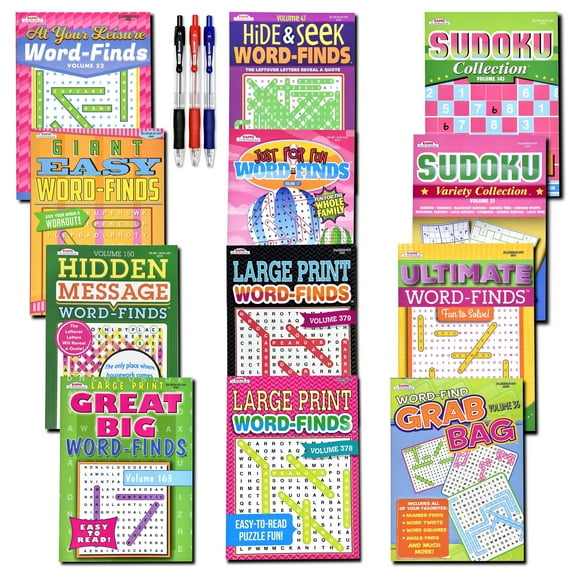 VARIETY SAVINGS 12-Pack 950  Sudoku Book, Sudoku Puzzles for Adults, Large WordSearch Puzzle for Adults, Aging Seniors Brain Stimulation Activity Book (Variety Pack Bulk), Paperback - Large 8x10