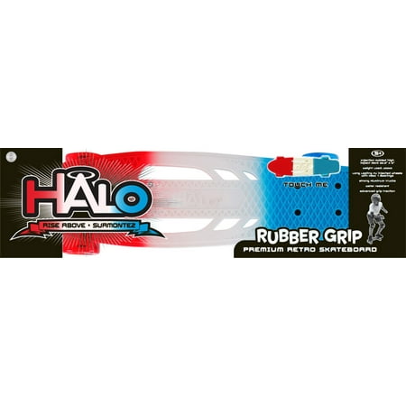 HALO Rubber Grip Retro Skateboards - Red/White/Blue or Green/Black