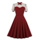 thumbnail image 1 of Moda Casual mujer malla temperamento elegante lunares costura Puffy Retro Swing manga corta cremallera vestido Fridja qw2207, 1 of 3