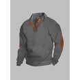 thumbnail image 2 of SUNSIOM Men's Fall Henley Sweater Patchwork Button Down Long Sleeve Knitwear Loose Fitting Pullover, 2 of 6