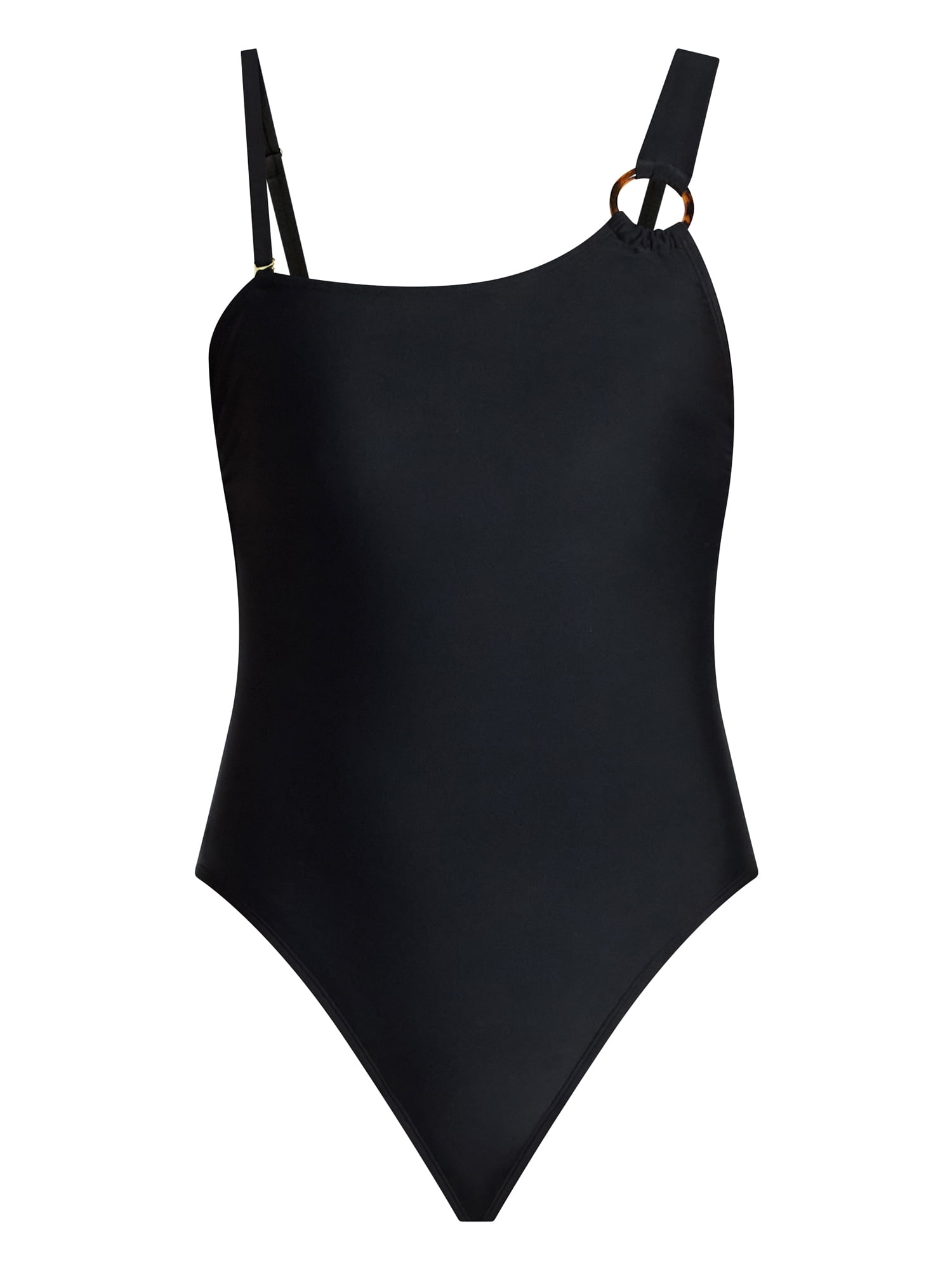 Time and Tru Women's and Women's Plus One Shoulder One Piece Swimsuit, Sizes XS-3X, Family Swim