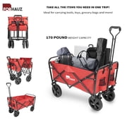 ForHauz Folding Collapsible Wagon Yard Cart for Utility, Beach, and Garden