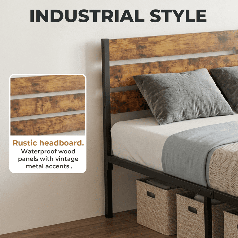 Alvantor Twin Metal Platform Bed with Headboard photo 6