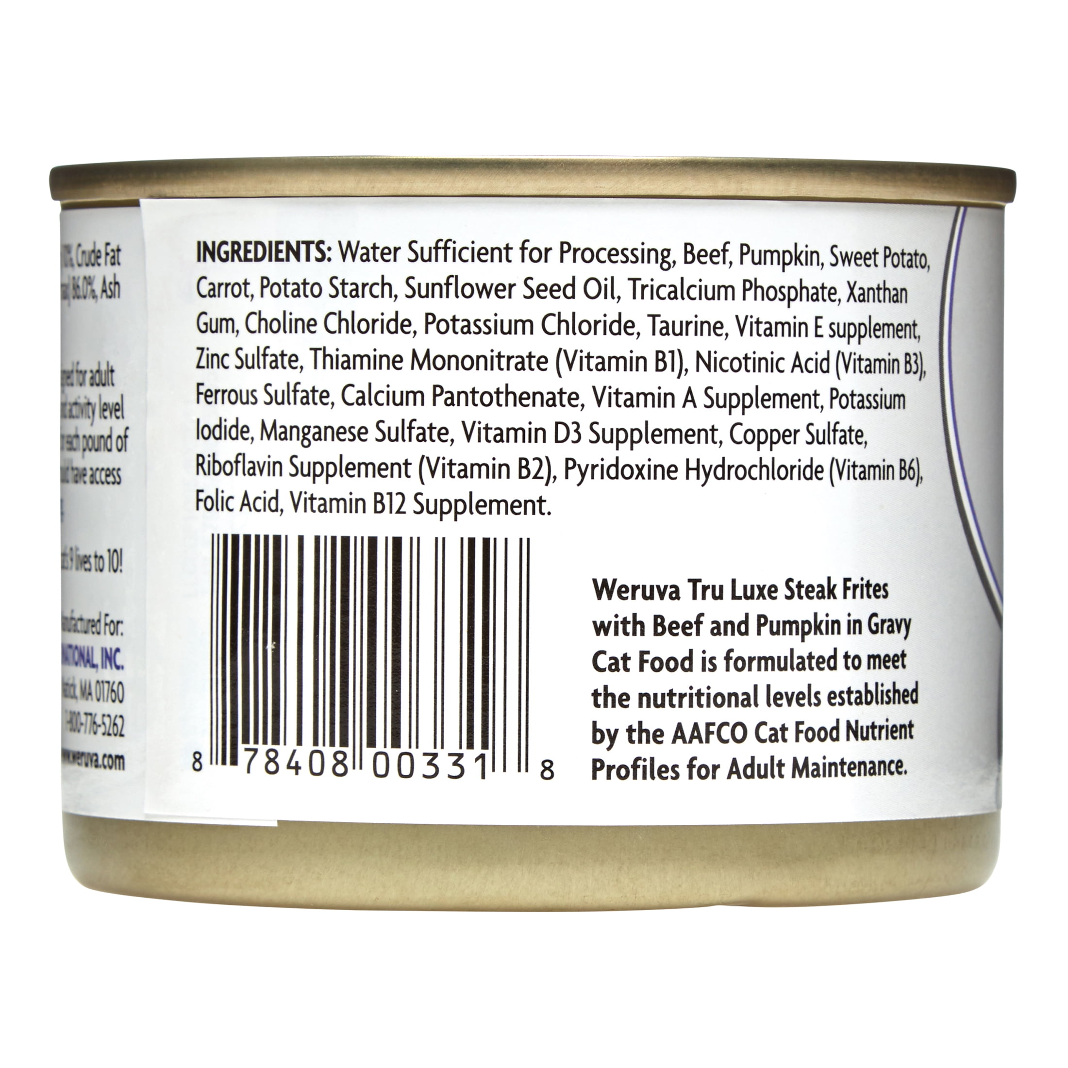 Weruva TruLuxe Grain-Free Steak Frites Beef & Pumpkin in Gravy Wet Cat Food, 6 Oz, 24 Ct