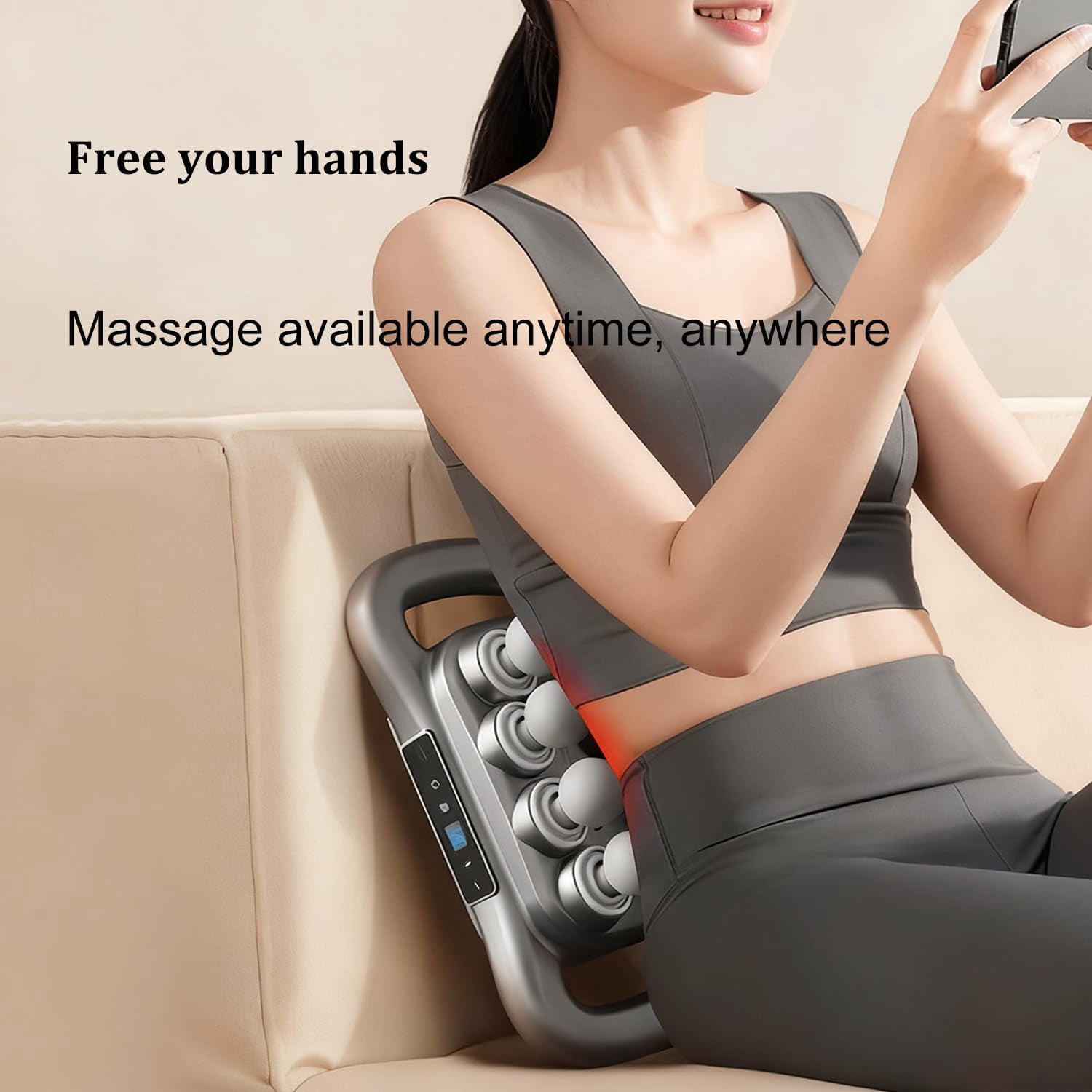 Electric Back Massager with Heat and Compression, 8 Heads Deep Tissue Massage Gun for Pain Relief