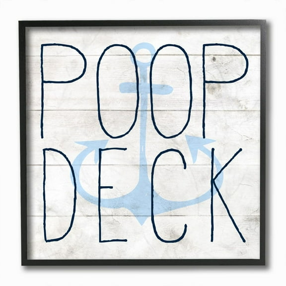 The Kids Room by Stupell Poop Deck Funny Beach Family Home Wood Textured Word Design Framed Wall Art by Daphne Polselli