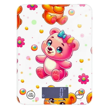 

Digital Kitchen Food Scale Weight Grams Oz for Baking Cooking Coffee 11lb 0.05oz/1g Glass Pretty Bears