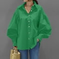 thumbnail image 2 of LIUJUNSHOP Womens Button Down Tunic Shirts Plus Size Long Puff Sleeve Peplum Tops Collared Blouses, 2 of 6