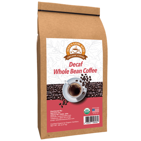 Alex's Low Acid Organic Coffee - Whole Bean Decaf (5lbs)
