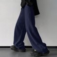 thumbnail image 7 of Men's Baggy Sweatpants Elastic Waist Drawstring Wide Leg Sweatpants Casual Loose Baggy Joggers with Pockets Dark Blue XL, 7 of 7