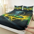 thumbnail image 3 of Feelyou Speed Sports Car Full Size Sheets for Kid, Fashion Green Automobile Bed Sheets, Neon Yellow Lightning Sheet Sets, Super Cozy Room Decor, 4-Piece, 3 of 7