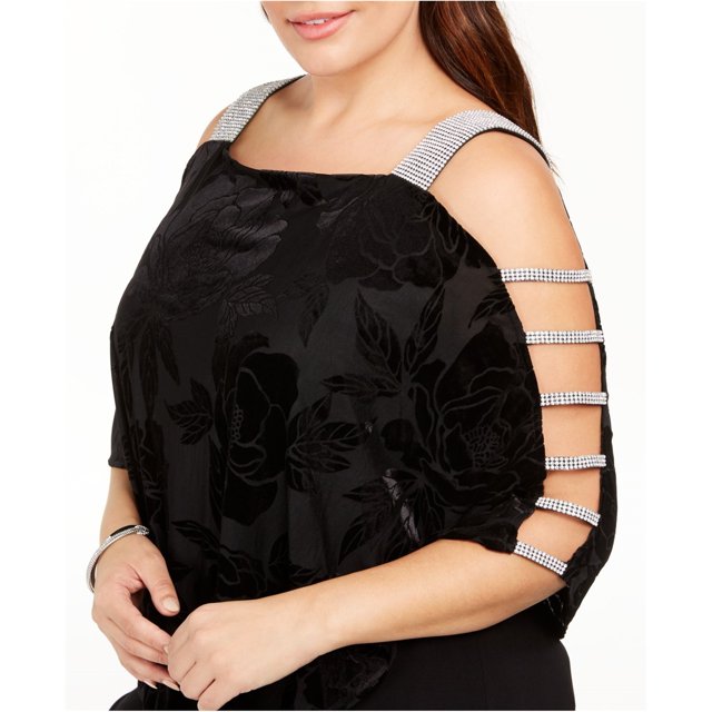 MSK Blusa de terciopelo para mujer, negro, 2X