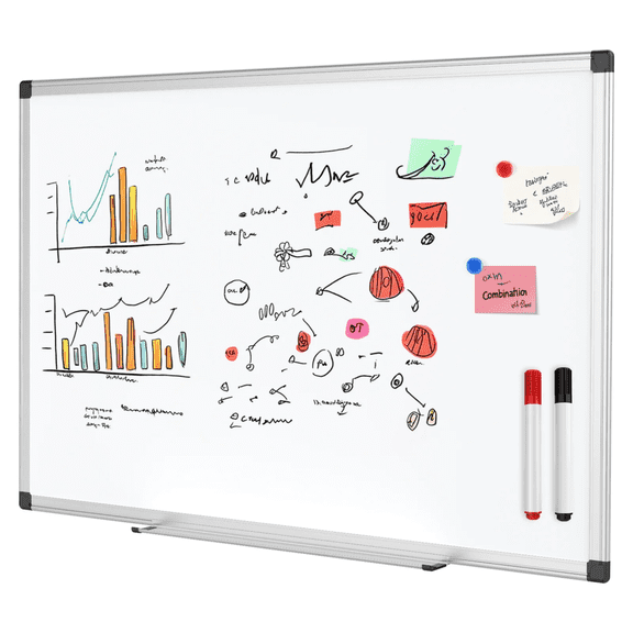 Magnetic Whiteboard 36 x 24 Inch, Hanging Dry Erase Board with Aluminium Frame & Marker Tray | Wall Mounted Magnetic White Board for Home School Office