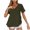 Army Green, variant on cocolona Womens Summer Casual Dressy Blouses V Neck Short Sleeve Pleated Flowy Shirts Fashion Casual Solid Color Tops S-2XL