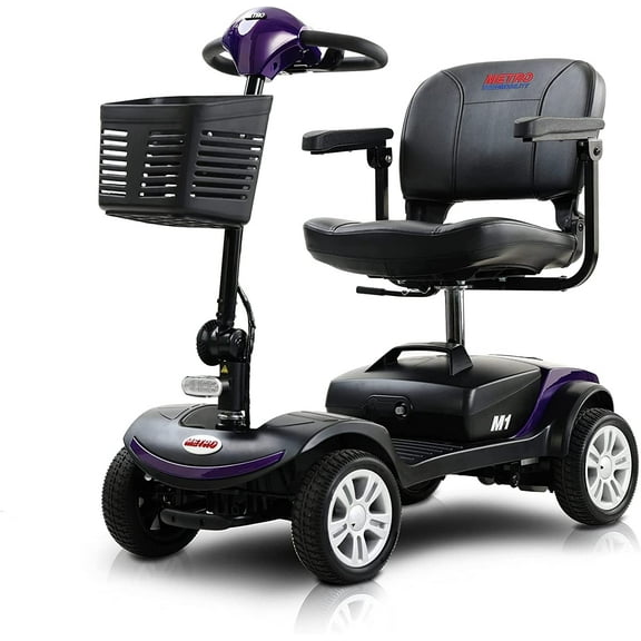 Metro Mobility Senior Scooter 4 Wheel with USB Port Seat with Backrest Purple
