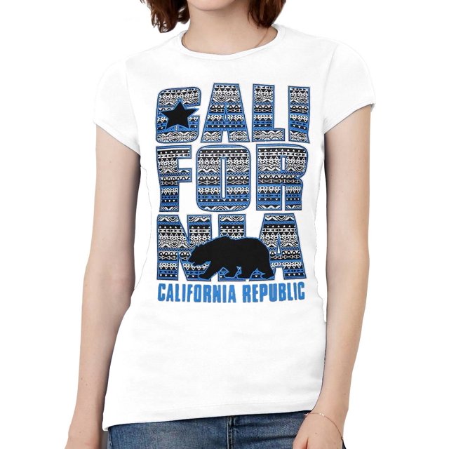 Camiseta negra del patrón tribal azul de la República de California para mujer - Blanco - 3x-grande Gravity Trading Camiseta de manga corta