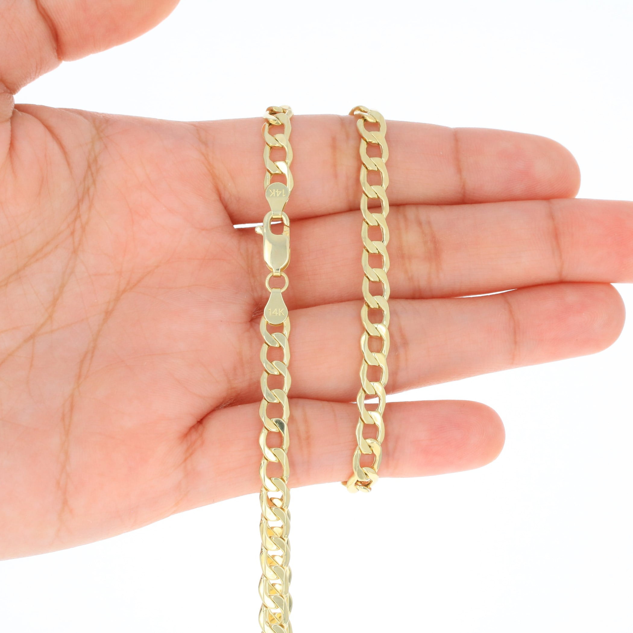 Nuragold 14k Real Yellow Gold Cuban Curb Link 5.5mm Chain Bracelet (7"-9") Italian Jewelry for Men & Women