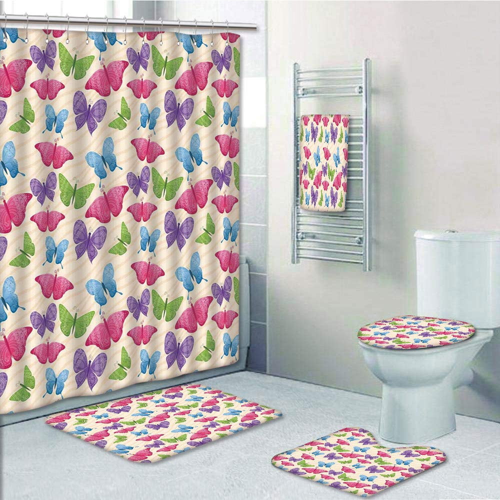 Fluffy Butterfly Wings Rug Shag Bathroom Rug Cute Bath Rug 