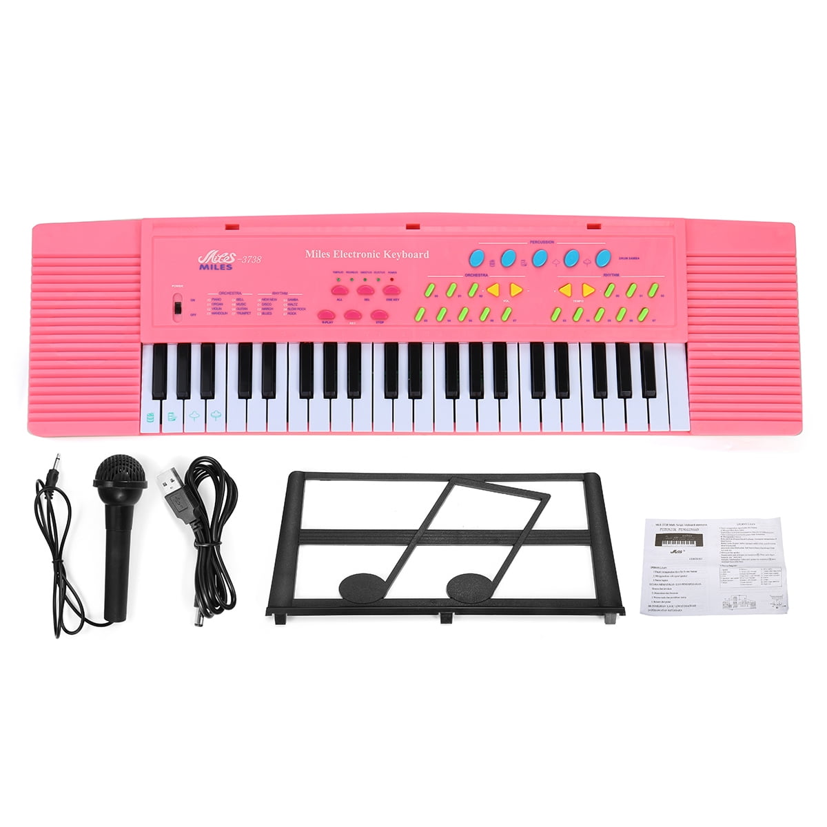 piano toy keyboard for kids birthday gift pink music instruments with microphone 24 keys