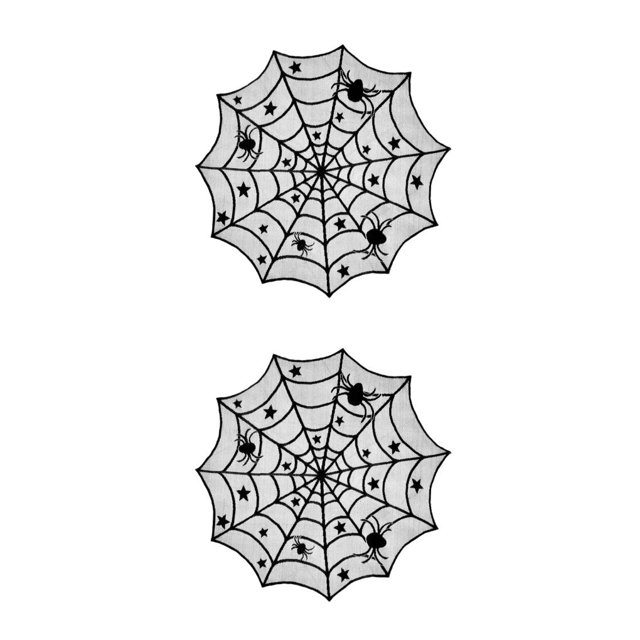 Sonducket Table Cloth Holiday Accessories Craftsmanship Lace Home Halloween Thin Decoration Desk Supplies Decal Edge House Cover Household 102*102*1cm 2piezas